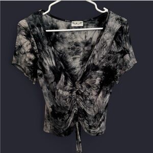 Tie-Dye V-Neck With Front Ruching (Adjustable)